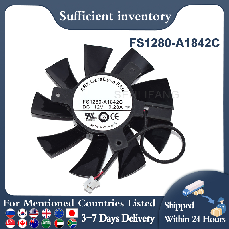 ARX FS1280-A1842C DC12V 0.28A , ǰ C.T.C Ӹ  ī ǳ, 2 ̾, 75mm, 40 mm
